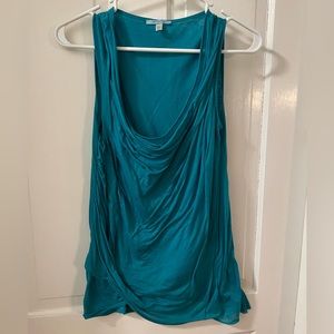 Anthropologie, Leifnotes long teal cowl neck lightweight tank top, size S